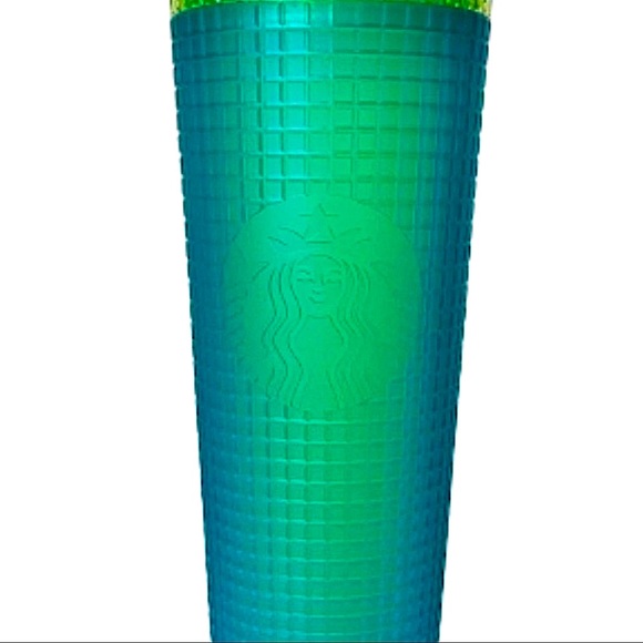 Starbucks 2022 ‘Mountain Dew’ Neon Green Yellow Grid Venti Tumbler Cup - Picture 4 of 9